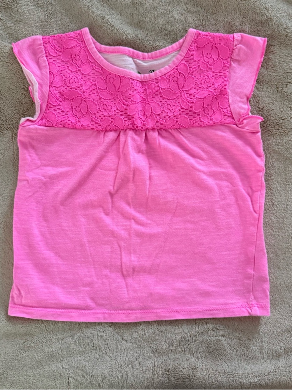 jumping beans Bright Pink Lace Yoke Tank Top